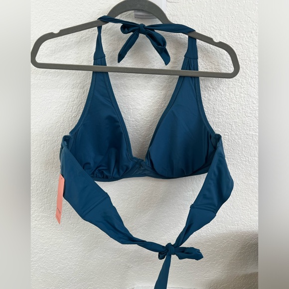 Shapermint, Essentials Full Coverage Halter Bikini Top, 2XL, Ocean Blue - Picture 2 of 4